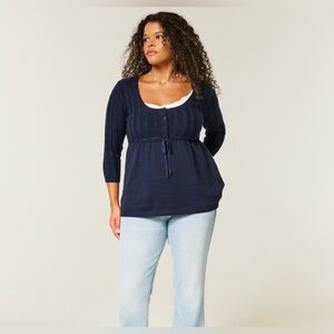 Hollister Blue Knit Baby Doll Sweater NWT